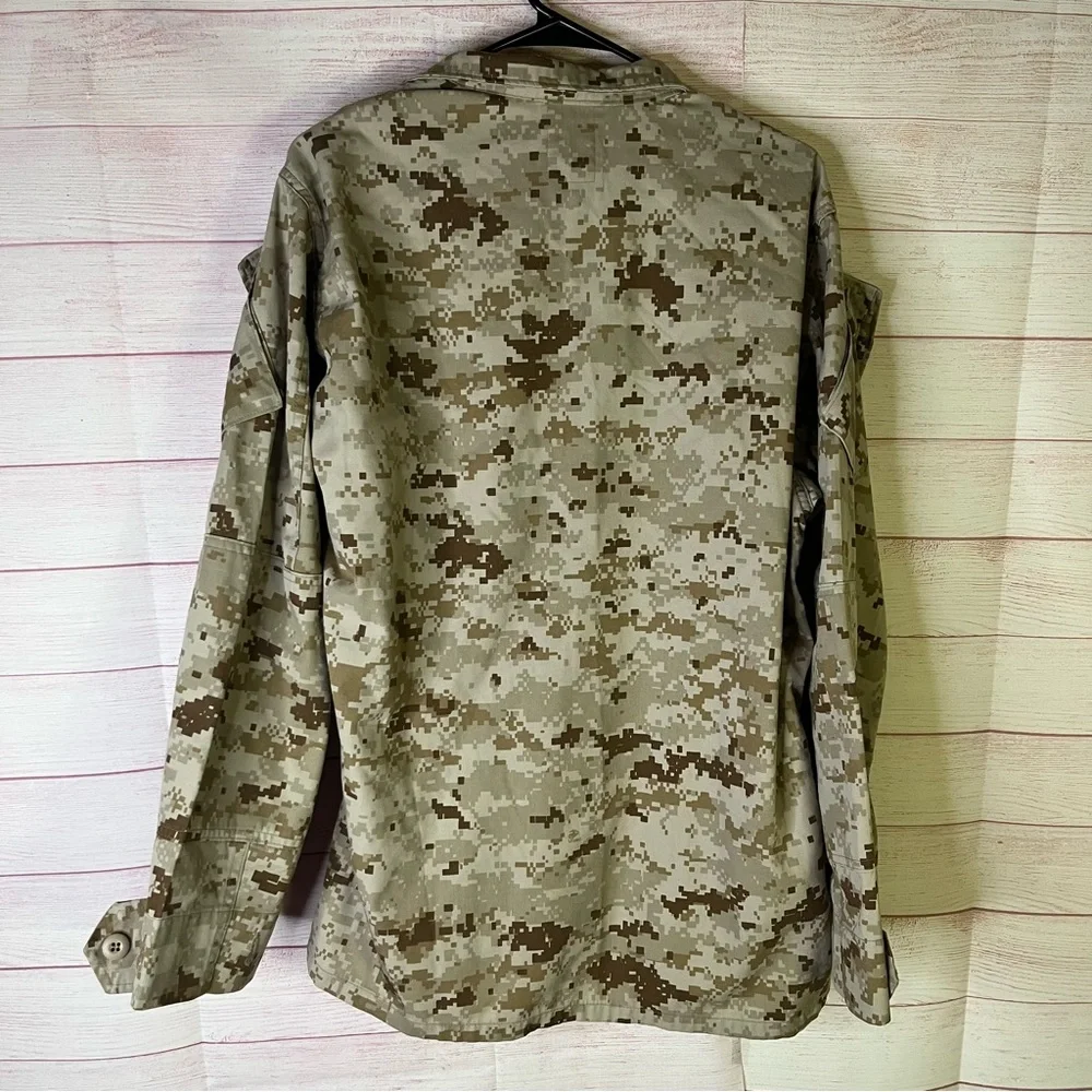 American Apparel Inc “MARINES” Military Camo Brown Combat Jacket Size Medium-Reg